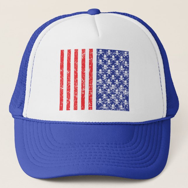 Gorra De Camionero Skulls patrióticos (Anverso)