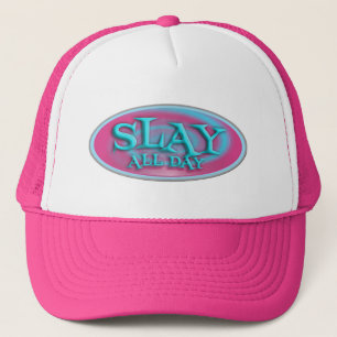 Gorra De Camionero Slay All Day Vintage Fun Slogan Art Oval