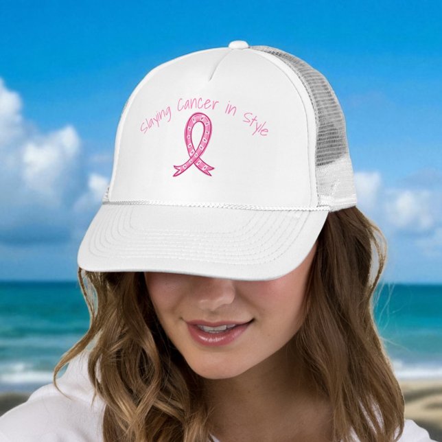 Gorra De Camionero Slaying Cancer in Style Hat | Pink Ribbon (Subido por el creador)