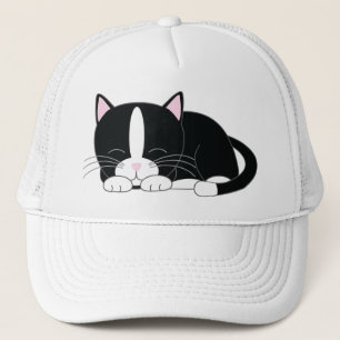 Gorra De Camionero Sleepy Kitty {Tuxedo}