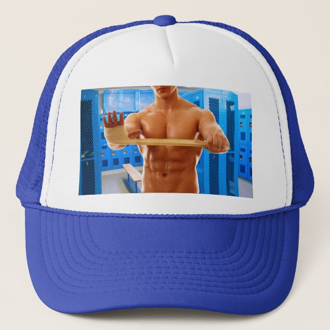 Gorra De Camionero SlipperyJoe hombre muscular abs vestuario de baldo (Anverso)