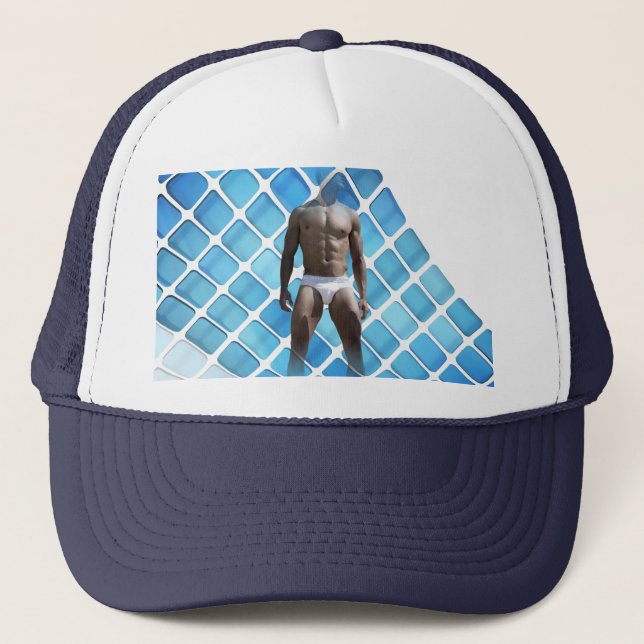 Gorra De Camionero SlipperyJoe hombre muscular seis empates abs macho (Anverso)