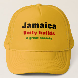 Gorra De Camionero Slogan de la unidad de Jamaica