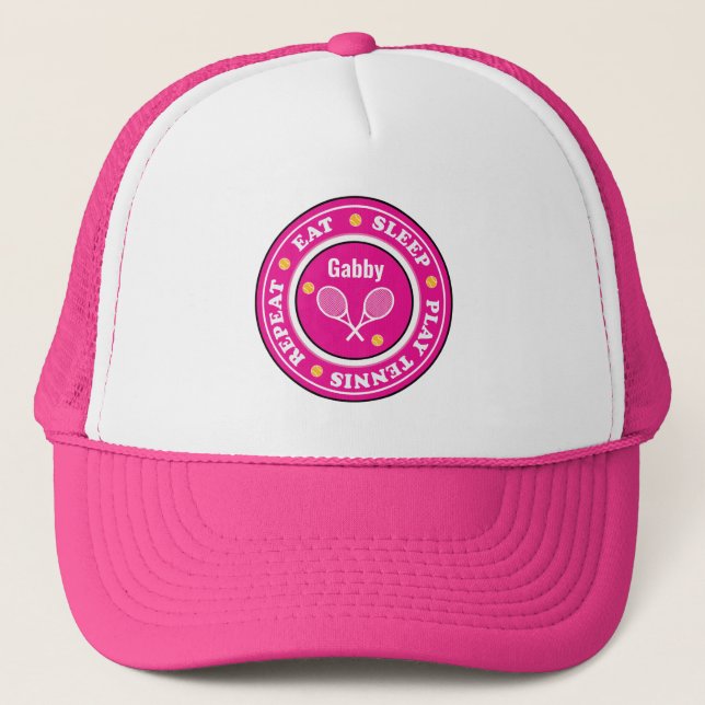 Gorra De Camionero Slogan de tenis rosado de Guay con nombre personal (Anverso)