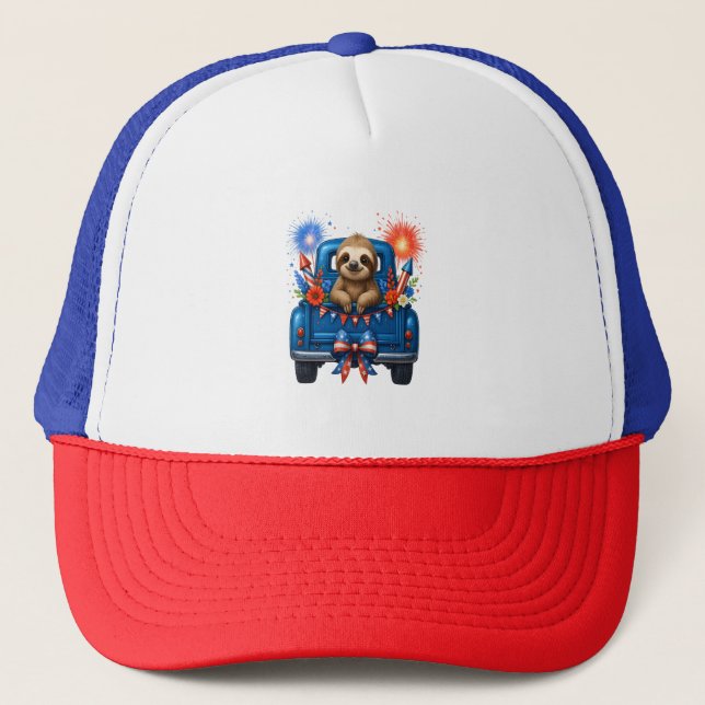 Gorra De Camionero Sloth 4 de julio Estados Unidos (Anverso)