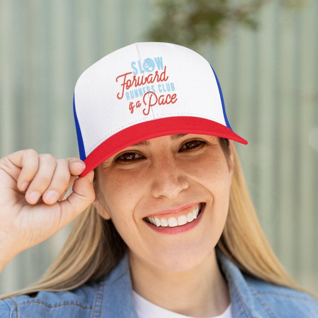 Gorra De Camionero Slow Runners Club Funny Sloth Blue Naranja Textos (Subido por el creador)