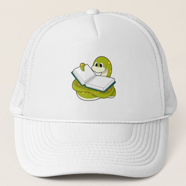 Gorra De Camionero Snake al leer con libro (Anverso)