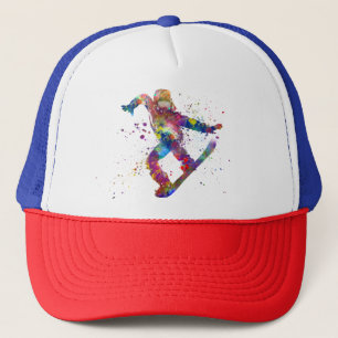 Gorra De Camionero Snowboard en acuarela