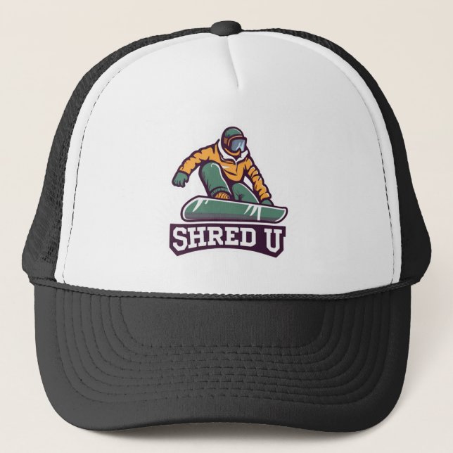 Gorra De Camionero Snowboarding Universidad Shred (Anverso)