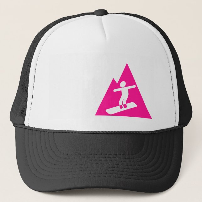 Gorra De Camionero Snowboboard rosado caliente (Anverso)