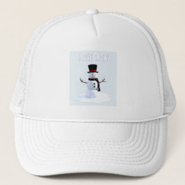 Gorra De Camionero Snowman with hat and scarf. I Love Snow