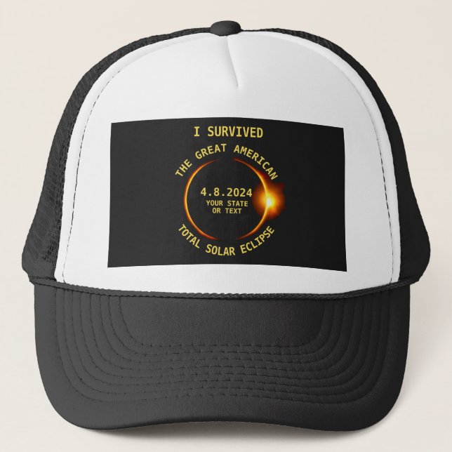 Gorra De Camionero Sobreviví al eclipse solar total 4.8.2024 EE.UU. (Anverso)