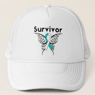 Gorra De Camionero Sobreviviente de cáncer cervical mariposa tribal