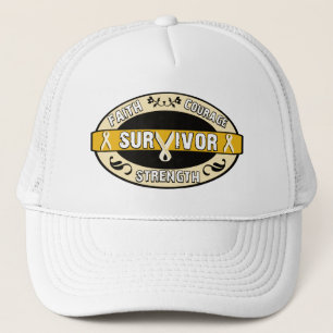 Gorra De Camionero Sobreviviente de cáncer dorado amarillo