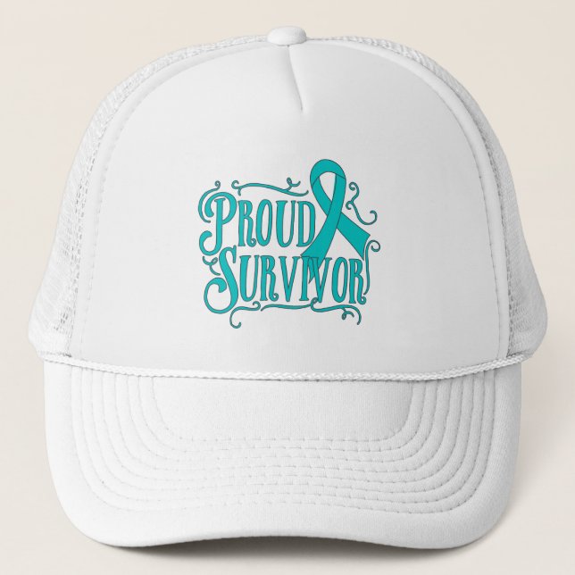 Gorra De Camionero Sobreviviente Orgullosa de Cáncer de Ovario (Anverso)