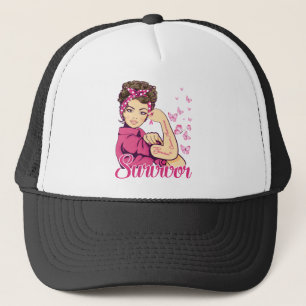 Gorra De Camionero Sobreviviente Rosie Riveter Conciencia sobre el cá