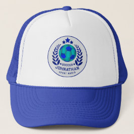 Gorra De Camionero Soccer Ball Crest | Bright Blue Sport Fan Gifts 
