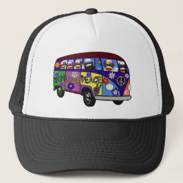 Gorra De Camionero Sock Monkey Peace Bus 