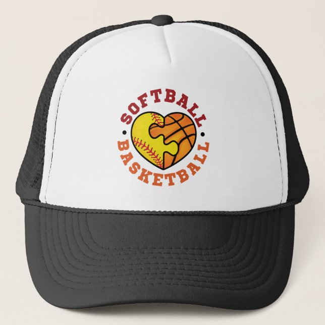 Gorra De Camionero Softball Basketball Heart (Anverso)