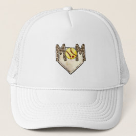 Gorra De Camionero Softball Mom Yellow Ball Heart Home Plate