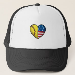 Gorra De Camionero Softbol bandera de EE. UU. corazón diseño vectoria