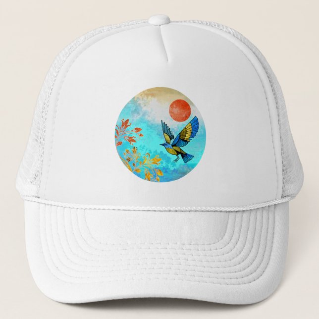 Gorra De Camionero Sol de árbol de aves (Anverso)