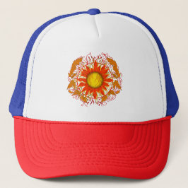 Gorra De Camionero Sol enredado, Naranja Resumen Sunshine
