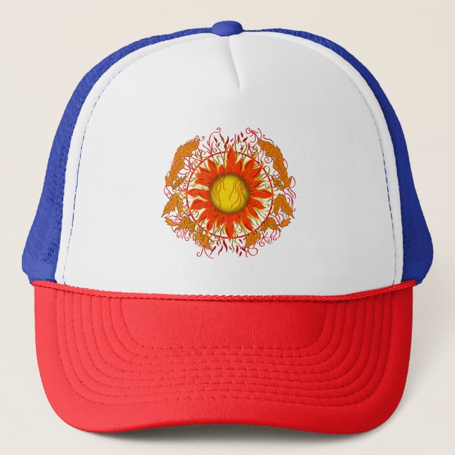 Gorra De Camionero Sol enredado, Naranja Resumen Sunshine (Anverso)
