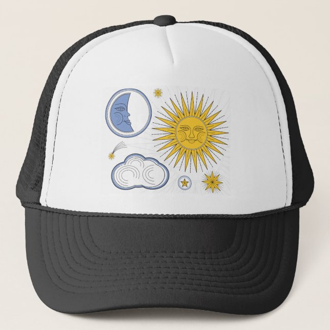 Gorra De Camionero Sol vintage y luna (Anverso)