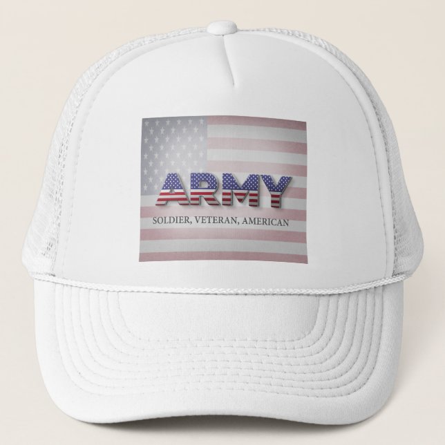 Gorra De Camionero "Soldado, veterano, estadounidense" del ejército (Anverso)