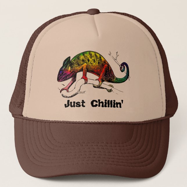 Gorra De Camionero Sólo el arcoiris chileno Chameleon Lizard (Anverso)