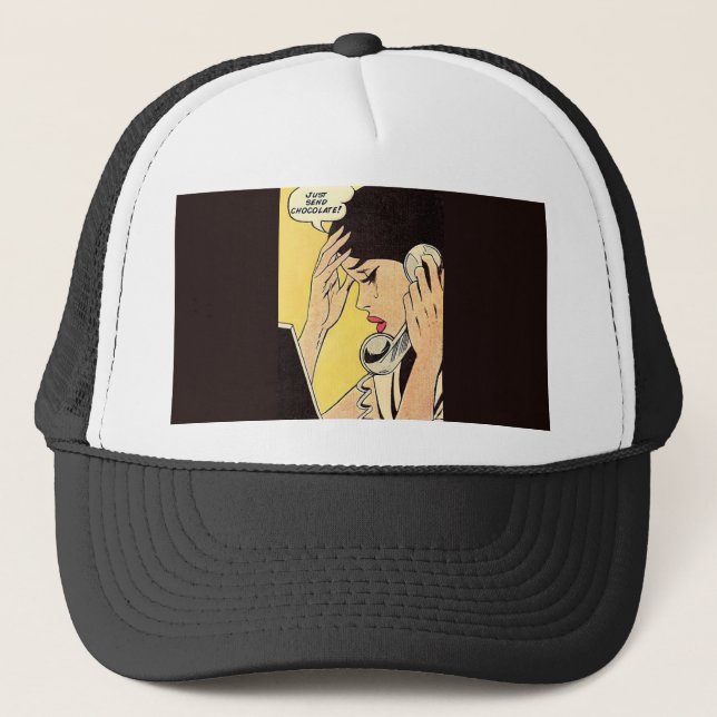 Gorra De Camionero Sólo enviar arte de historietas de chocolate vinta (Anverso)