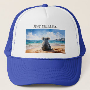 Gorra De Camionero Solo escalando Koala mirando el océano