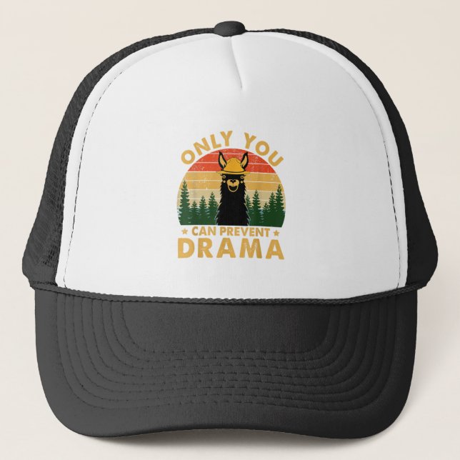 Gorra De Camionero Sólo tú puedes evitar el drama Llama Camping Vinta (Anverso)