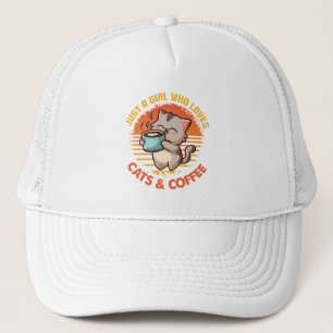 Gorra De Camionero Sólo un Chica que ama los gatos y el café