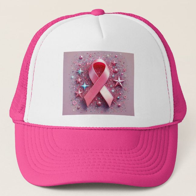 Gorra De Camionero ¡Sombrero camionero de la conciencia del cáncer ro (Anverso)