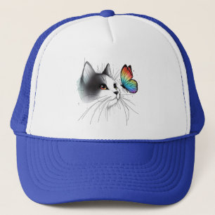 Gorra De Camionero "Sombrero para camiones de gatos y mariposas - Cut
