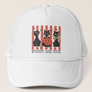 Gorra De Camionero Sombrío y lindo - Gato negro y calabaza
