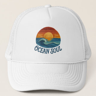 Gorra De Camionero Soul oceánico, ola de sol bordada