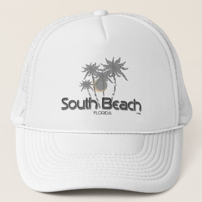 Gorra De Camionero South Beach, Florida Graphic Gray Palms Guay (Anverso)