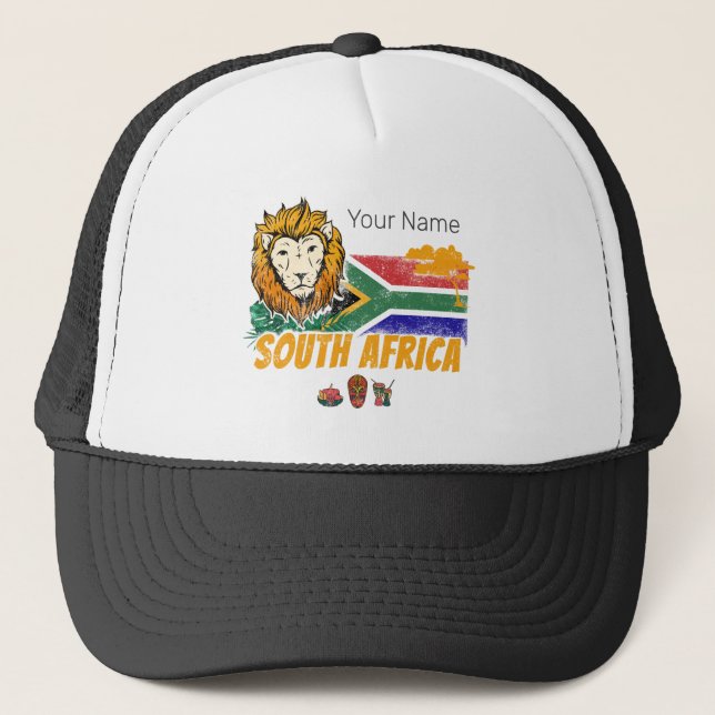 Gorra De Camionero Souvenir de Safari con bandera de León de Sudáfric (Anverso)