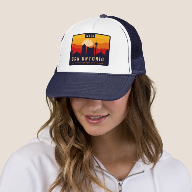 Gorra De Camionero Souvenir del paisaje urbano de San Antonio Texas (In situ)