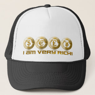 Gorra De Camionero ¡Soy muy rico! Dólares de yenes euro de la libra