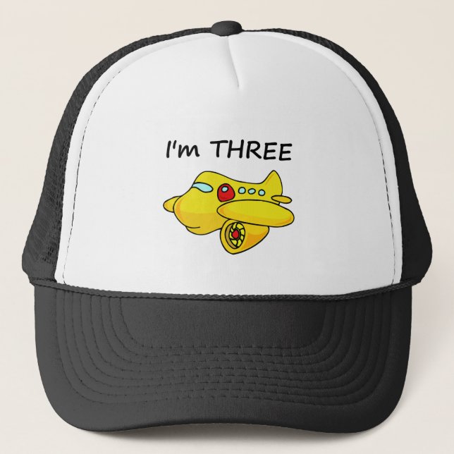 Gorra De Camionero Soy tres, avión amarillo (Anverso)
