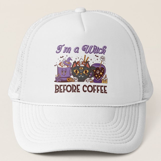 Gorra De Camionero Soy una bruja antes del café (Anverso)