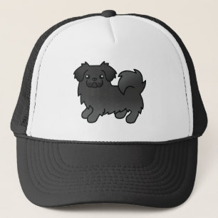 Gorra De Camionero Spaniel Tibetano Negro Perro De Dibujos Animados L