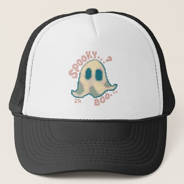 Gorra De Camionero Spooky Boo ghost pixel art  (Anverso)
