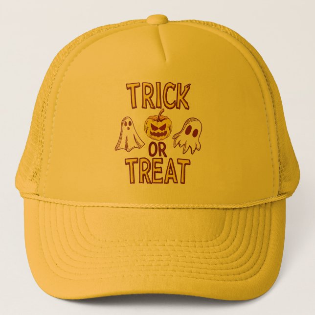 Gorra De Camionero Spooky Trick or Treat Halloween - ghosts & pumpkin (Anverso)