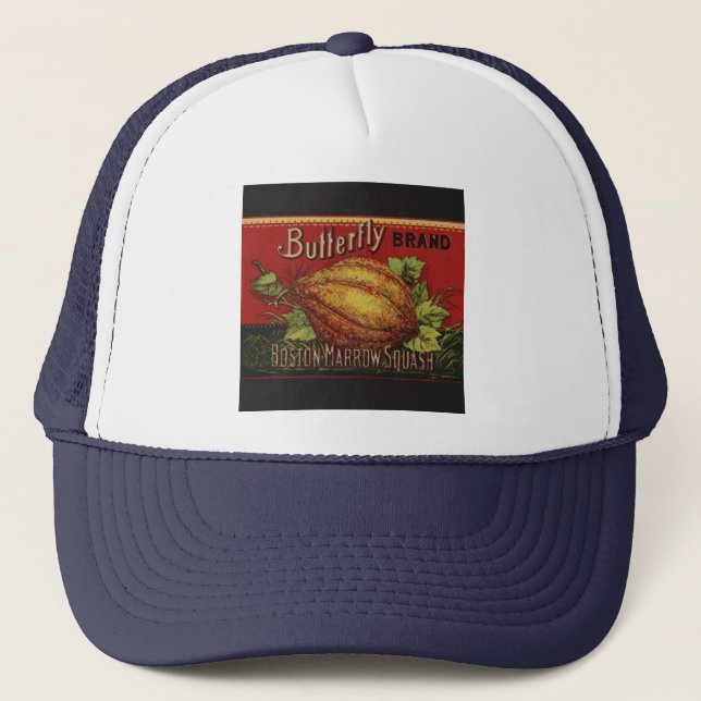 Gorra De Camionero Squash Etiqueta vegetal antigua puede (Anverso)