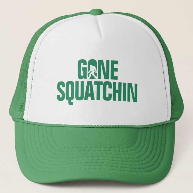 Gorra De Camionero Squatchin ido - silueta del verde/blanca (Anverso)